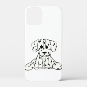 Simpele zwarte omtrektekening van een Dalmatische iPhone 12 Mini Hoesje