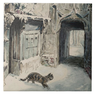 Simpkin the Cat Goes Out (van Beatrix Potter) Tegeltje