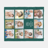 Simple 11 Photo Collage Personalized Emerald Green Fleece Deken (Voorkant (Horizontaal))
