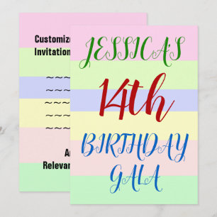 Simple "14ème anniversaire GALA" Invitation d'anni