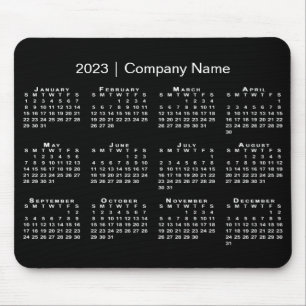 Simple 2023 Calendar Company Name Black White Muismat