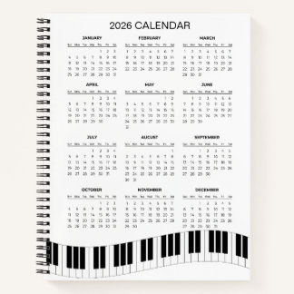 Simple 2026 Calendar with Piano Keys |  Notitieboek