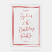 Simple 21e Anniversaire Écriture Manuscrite Rouge (Recto)