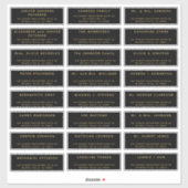 Simple 24 mariage adresse or noir étiquette (Feuille)