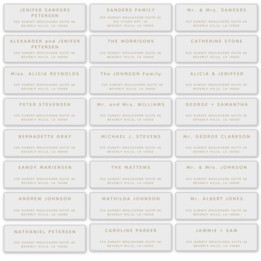 Simple 24 mariages d'adresse étiquettes or blanc (Devant)