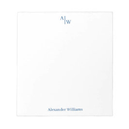 Simple 2 Monogram Initial Professional Navy Blue Notitieblok