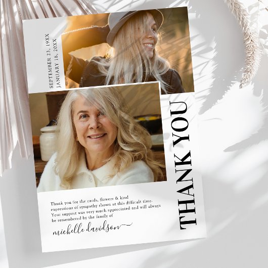 Simple 2 Photo Funeral Merci Note