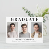 Simple 3 Photo Afstuderen Aankondiging (Staand voorkant)