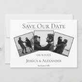 Simple 3 Photo Collage | Blanc Save The Date (Devant)