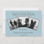 Simple 3 Photo Collage | Bleu Save The Date (Devant)