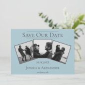 Simple 3 Photo Collage | Bleu Save The Date (Debout devant)