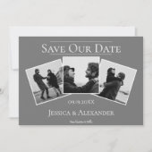 Simple 3 Photo Collage | Gris Save The Date (Devant)