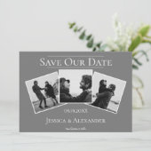 Simple 3 Photo Collage | Gris Save The Date (Debout devant)