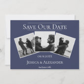 Simple 3 Photo Collage | Navy Save The Date (Devant)