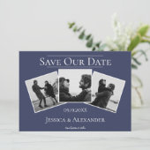Simple 3 Photo Collage | Navy Save The Date (Debout devant)