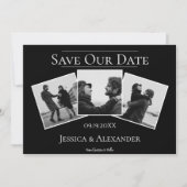 Simple 3 Photo Collage | Noir Save The Date (Devant)