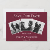 Simple 3 Photo Collage | Rouge Vin Save the Date (Devant)
