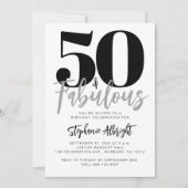 Simple 50 and Fabulous Script 50th Birthday Party Kaart (Voorkant)