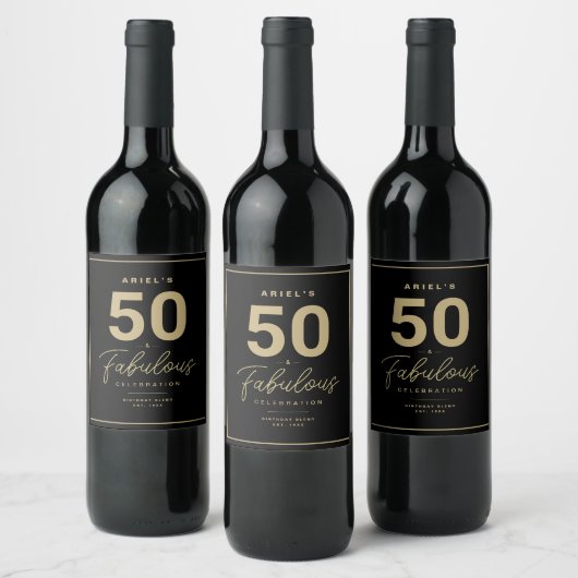 Simple 50 & Fabuleux Étiquette de vin personnalisé (Bouteilles)