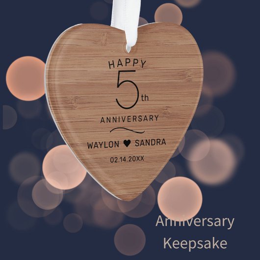 Simple 5e anniversaire de Mariage cadeau en bois