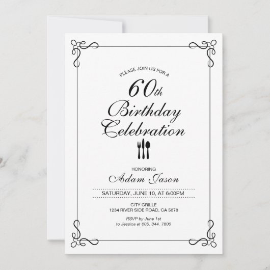 Simple 60e anniversaire Fête Invitation (Devant)