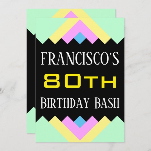 Simple "80th Birthday Bash" Invitation d'anniversa (Devant / Derrière)