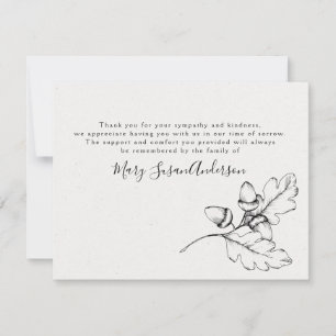 Simple Acorns Funeral Merci Note