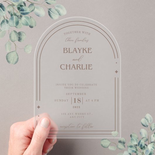 Simple Acrylic wedding arch 5 x7 invitation