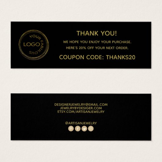 Simple Add Your Logo Thank You Enclosure Black (Devant & derrière)