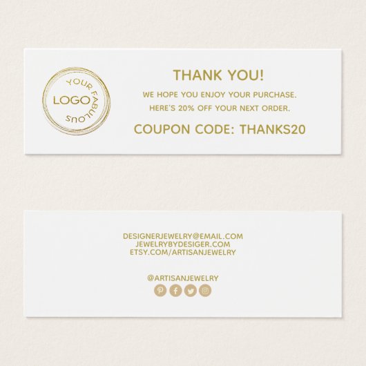 Simple Ajouter Votre Logo Merci Insertion (Devant & derrière)