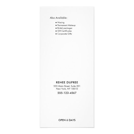 Simple Ajouter Votre Propre Image Salon Prix Menu (Dos)