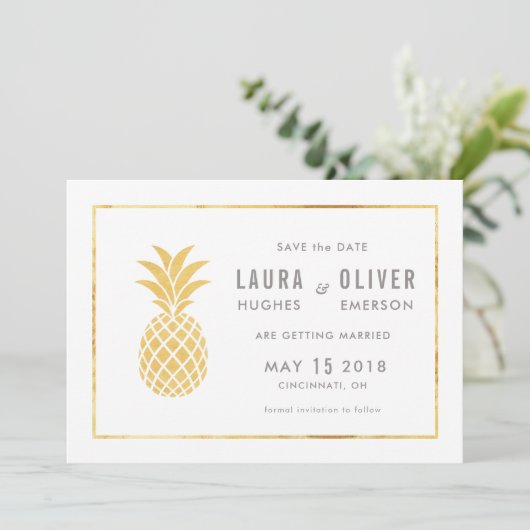Simple ananas en or Enregistrer les cartes de date (Debout devant)
