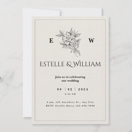 Simple and Affordable Rustic Wedding Invitations (Devant)