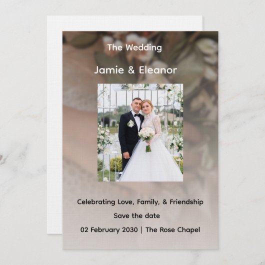 Simple and Class Weeding Invitation  (Devant / Derrière)