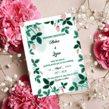 Simple and elegant strawberry wedding invitation