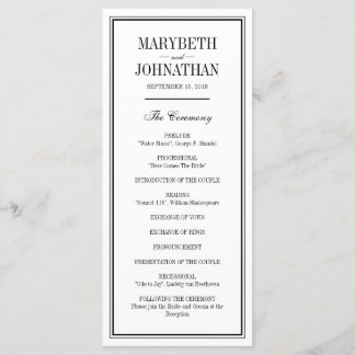 Simple and Elegant Wedding Ceremony Program Kaart