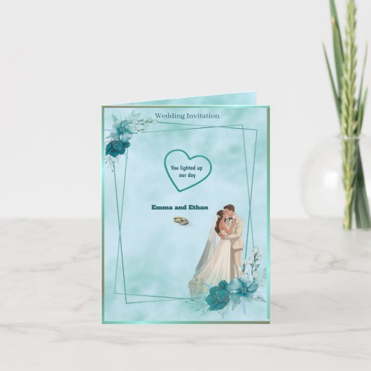 Simple and elegant wedding invitation in Sky Blue (Devant)