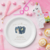 Simple Angel Moon Star Baby shower Papieren Bordje (Feest)