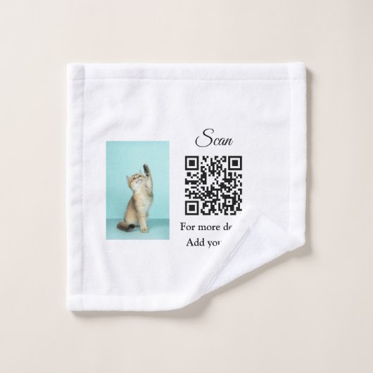 Simple animal name details QR code add text photo (Gant de toilette)