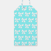 Simple Aqua Blue en White Bow Pattern Label Cadeaulabel (Achterkant)
