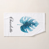 Simple Aquarelle Tropicale Feuille de Monstère (Serviette à main)