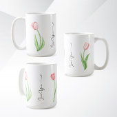 Simple Aquarelle Tulip Floral Monogramme Café Mug