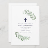 Simple aquarelle verte Baptême Invitation (Devant / Derrière)