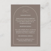 Simple Arched Border Wedding Custom Details Taupe Informatiekaartje (Achterkant)