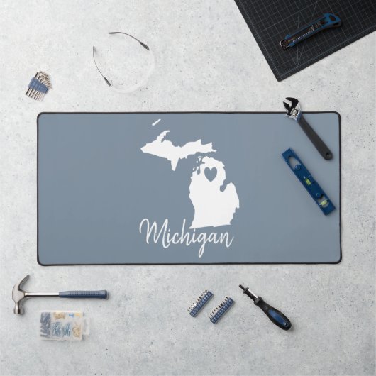 Simple Ardoise Bleu Michigan Home State Map (Poste de travail)