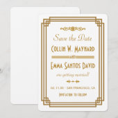 Simple Art Déco Blanc Save The Date (Devant / Derrière)