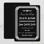 Simple Art Déco Noir & Blanc Faire-Part de Mise en (Devant / Derrière)