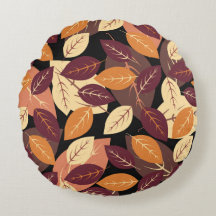 Simple automne laisse foncé Coussin rond