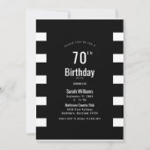 Simple B/W 70th Birthday Party Invitation (Devant)