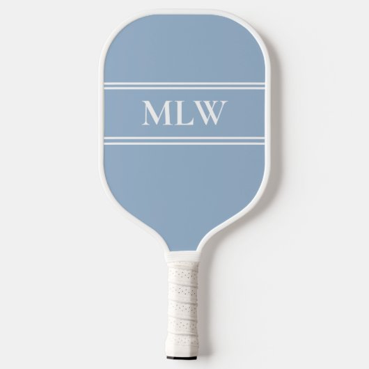 Simple Baby Blue en White Monogramed  Pickleball Paddle (Achterkant)